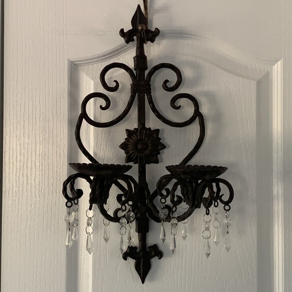 Cast iron wall sconces‎ brown traditional vintage moody with crystal - Picture 7 of 11